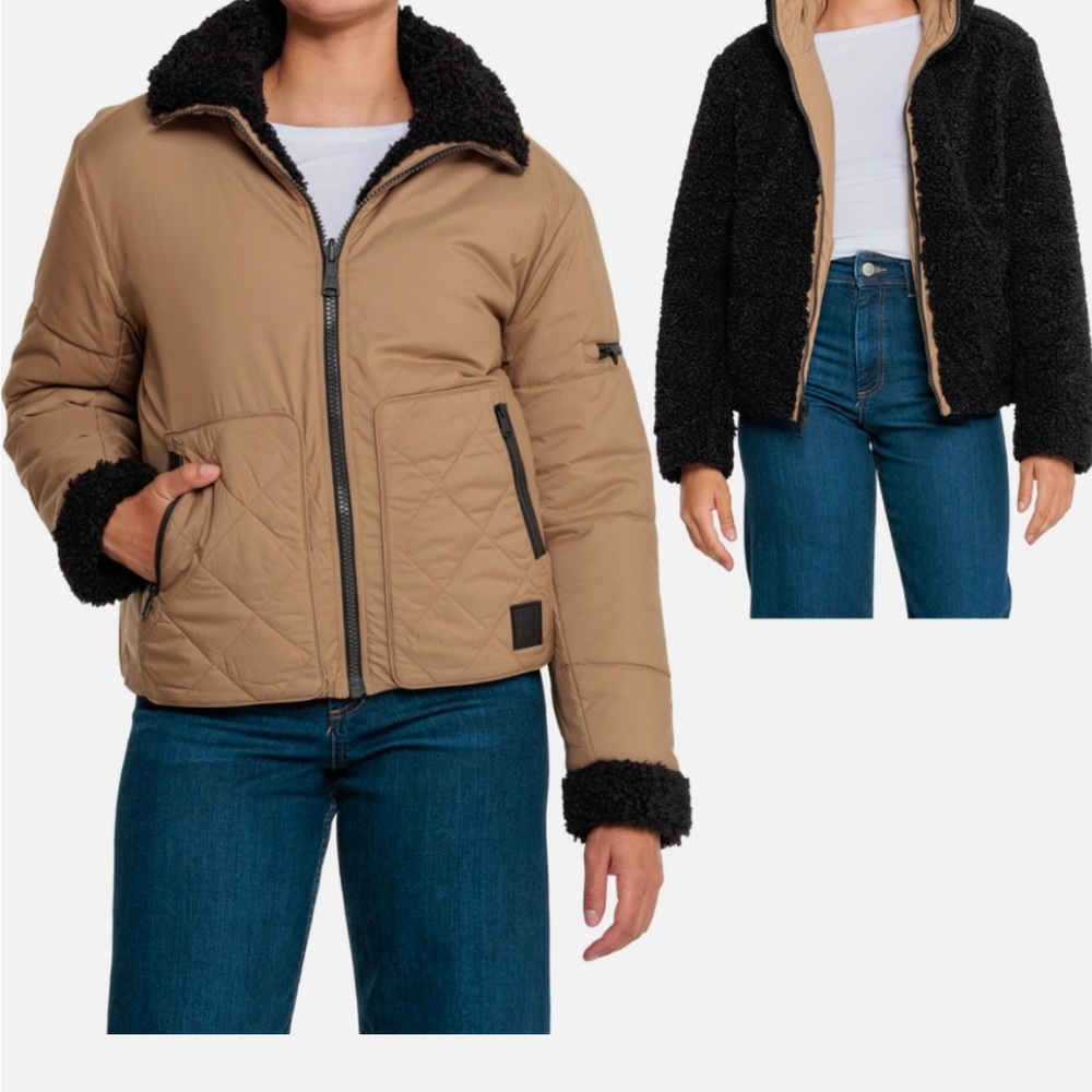 Alp n rock Amal Reversible Aviator Jacket | Dark Khaki, black inside, size small